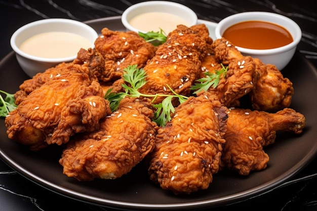 Plate of Crispy Buttermilk Fried Chicken with Dipping