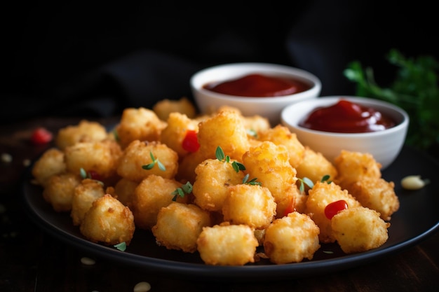 a plate of crispy tater tots on a plate