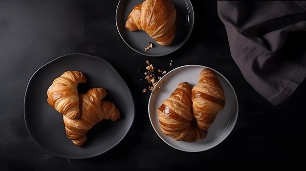 A plate of croissants with walnuts on it