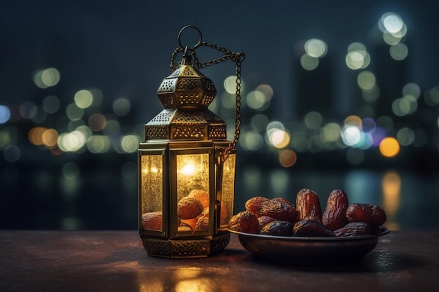 A plate of dates next to a plate of dates.