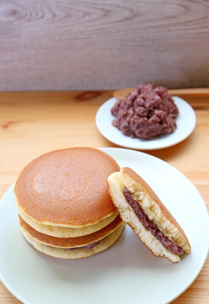 Plate of Delectable Dorayaki Japanese Azuki Bean Paste Filled Confections