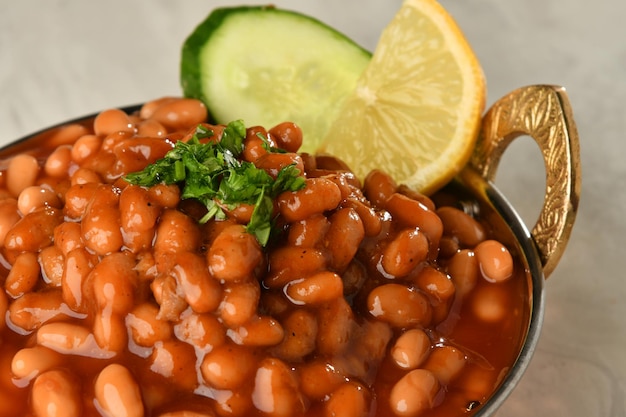 A plate of delicious beans, traditional Arab dishes, Arab food, popular dishes, healthy and useful d