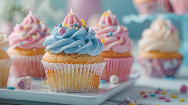 A plate of delicious cupcakes perfect for any celebration or event