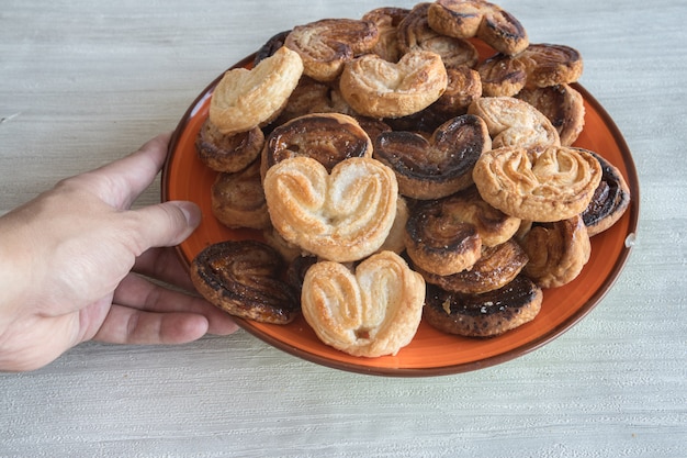 Plate of delicious homemade puff palms