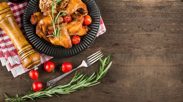 A plate of delicious roasted chicken wings