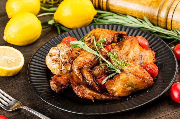 A plate of delicious roasted chicken wings