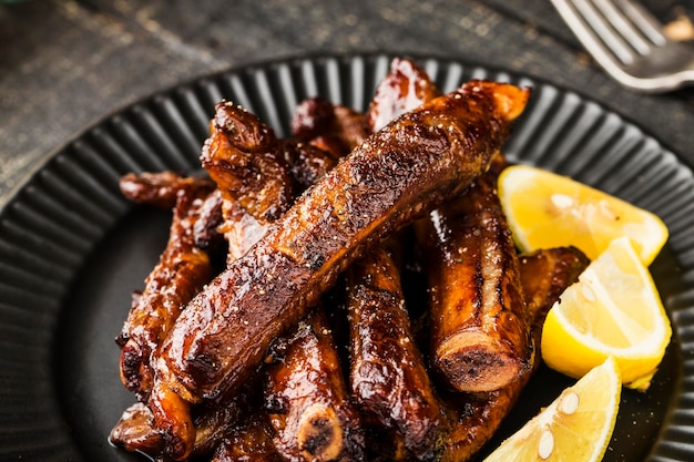 A plate of delicious roasted chicken wings