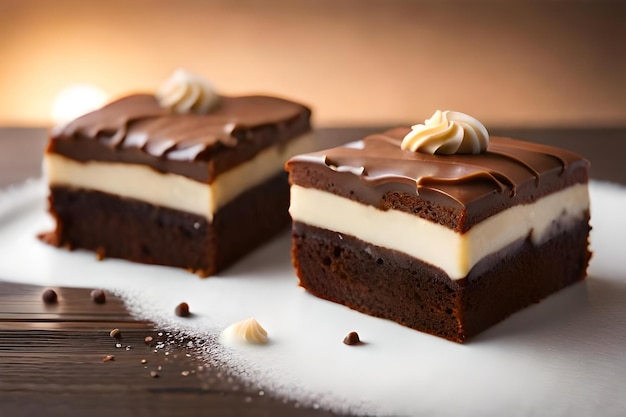 A plate of desserts with one that has the word " on it.