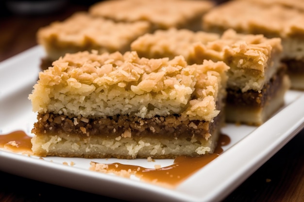 A plate of desserts with a piece of cake on it.