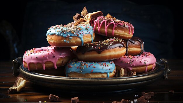 a plate of donuts with one that says " donuts ".