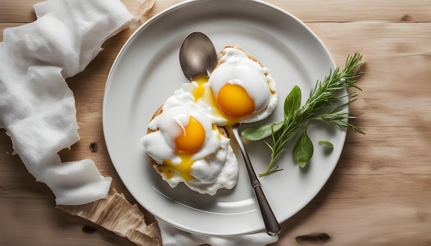 a plate of eggs and a spoon with a spoon on it