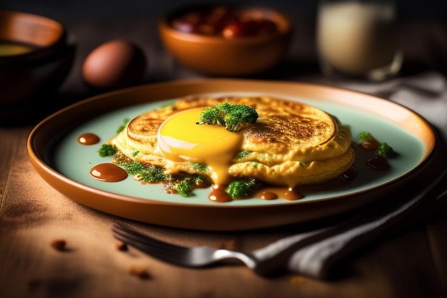 A plate of eggs with a fried egg on it