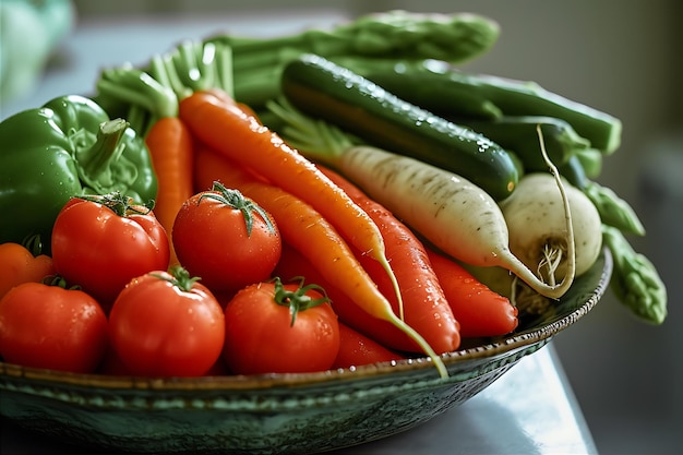 Plate Filled with a Variety of Vegetables Captured in the Kitchen