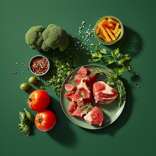 a plate of food including broccoli celery and tomatoes