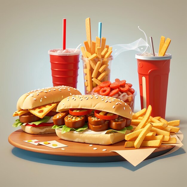 a plate of food including a burger and fries