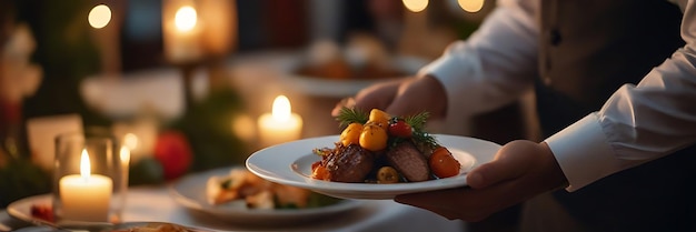 a plate of food is being served at a restaurant