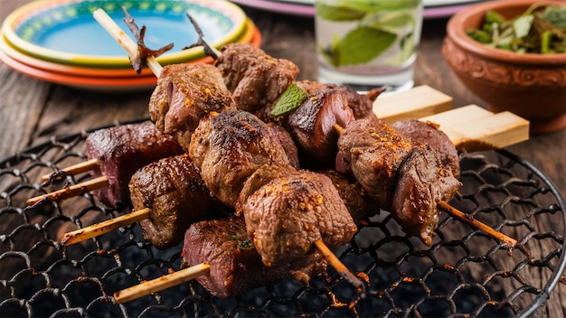 a plate of food kabab