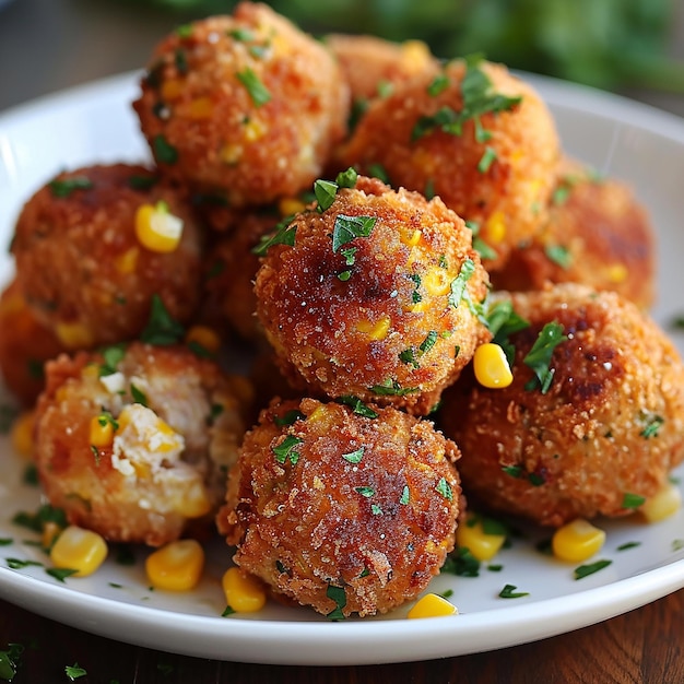 a plate of food that has corn on it