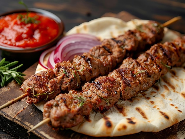 a plate of food that has the word kebab on it