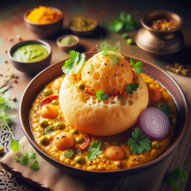 a plate of food with a bun on it that has a bun on it