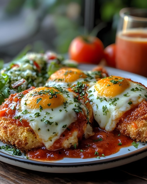 a plate of food with cheese and tomatoes on it