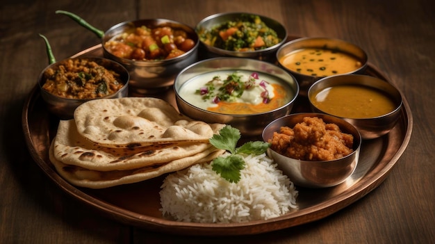 A plate of food with different dishes on it