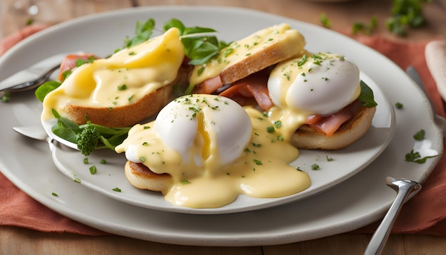 a plate of food with eggs and eggs on it