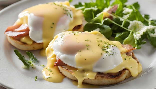 a plate of food with eggs and eggs on it