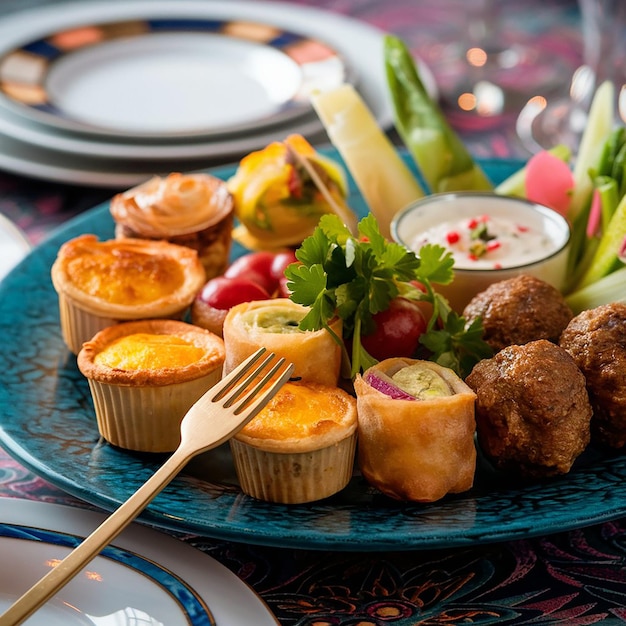 a plate of food with a fork and a fork on it