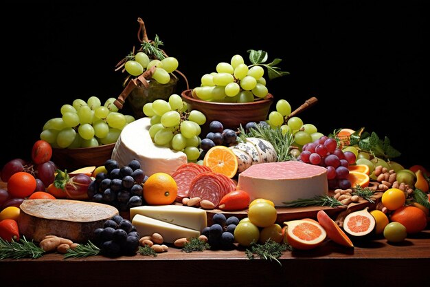 A plate of food with fruit and vegetables on it