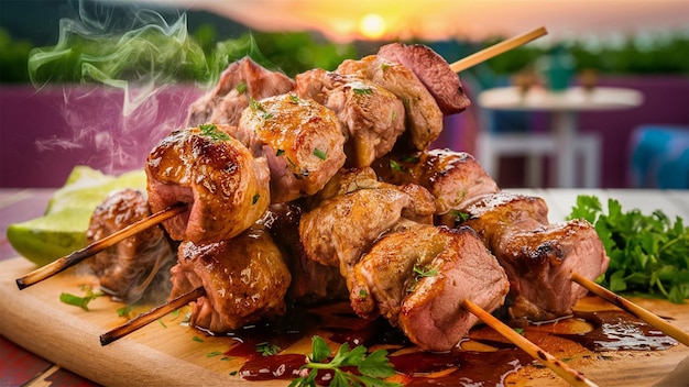 a plate of food with meat and vegetables on it