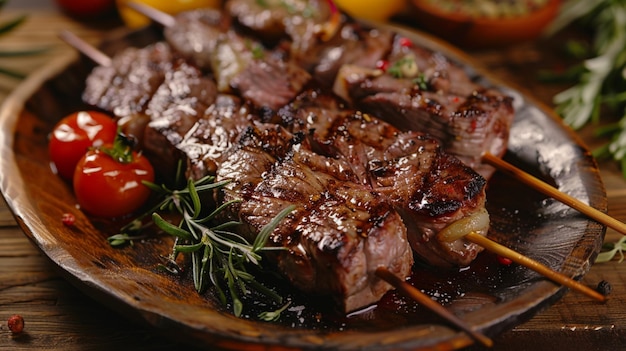 a plate of food with meat and vegetables on it