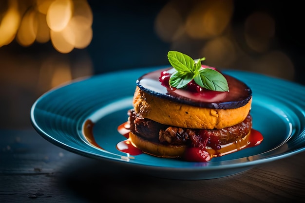 a plate of food with a piece of cake on it