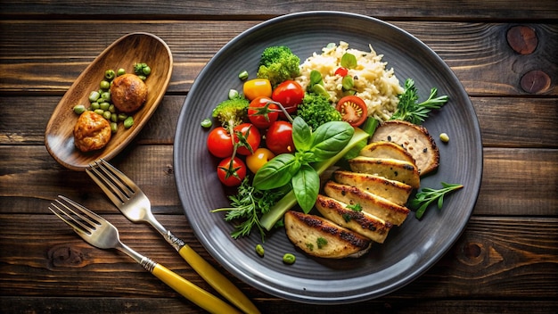 a plate of food with a plate of food on it with a fork and spoon on it