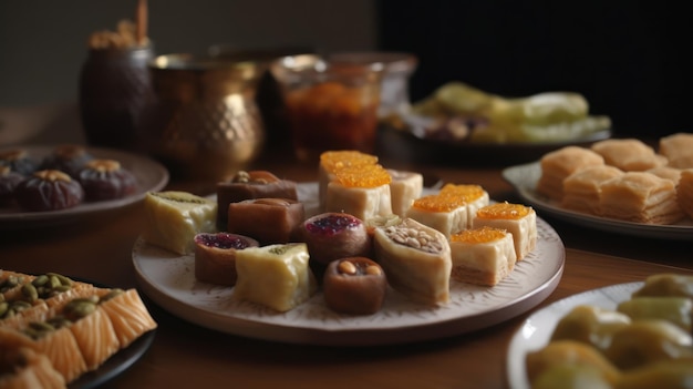 A plate of food with a plate of food on it