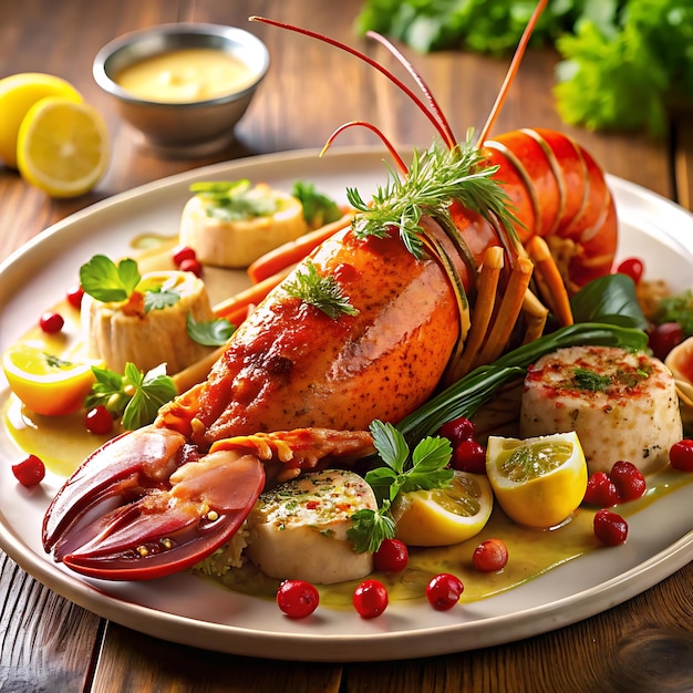 a plate of food with a plate of food that says salmon