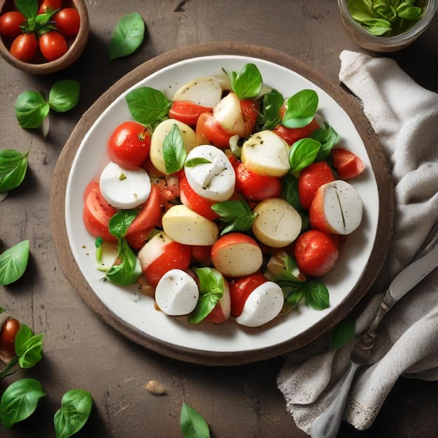 a plate of food with a plate of vegetables and a bowl of parsley