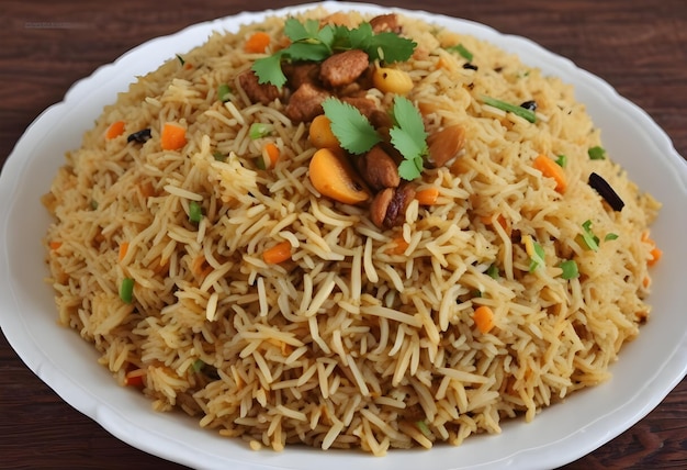 a plate of food with rice and carrots on it