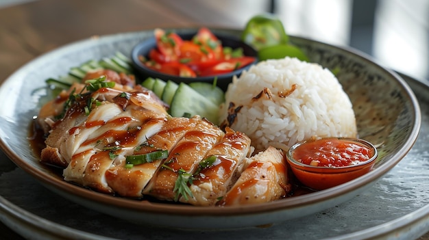 a plate of food with rice and a plate of rice with a side of vegetables