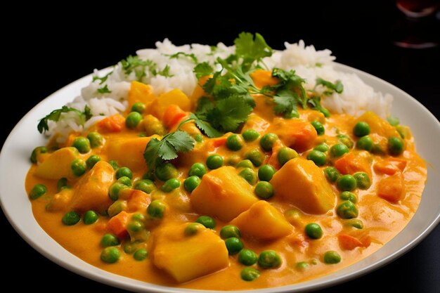 a plate of food with rice and vegetables on it