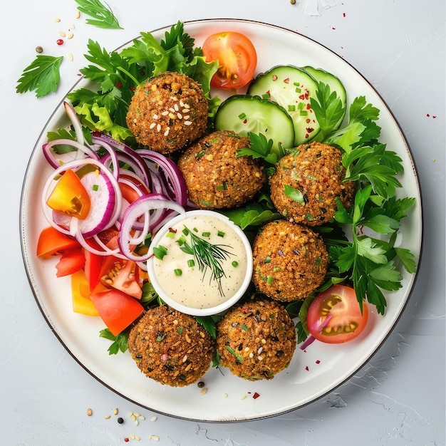 a plate of food with a salad and a salad on it