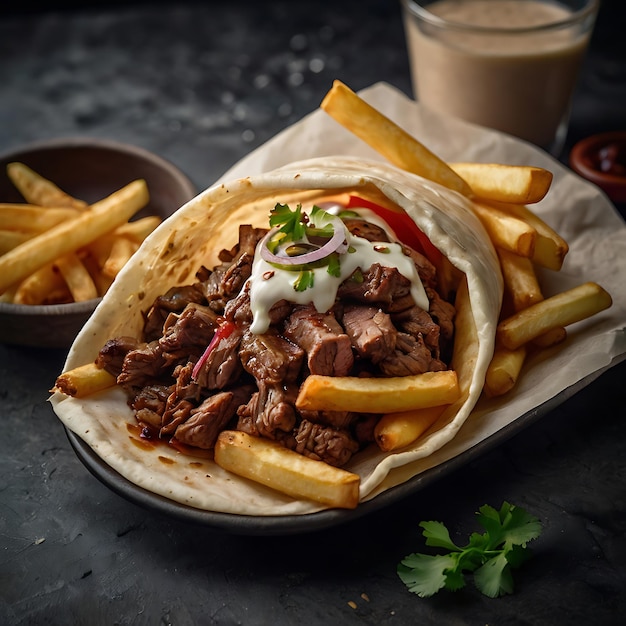 a plate of food with a sandwich and french fries