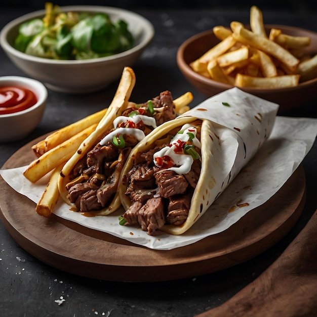 a plate of food with a sandwich and french fries