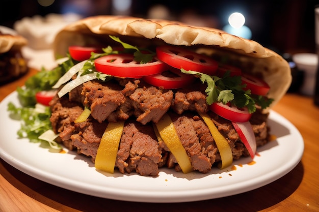 A plate of food with a sandwich on it