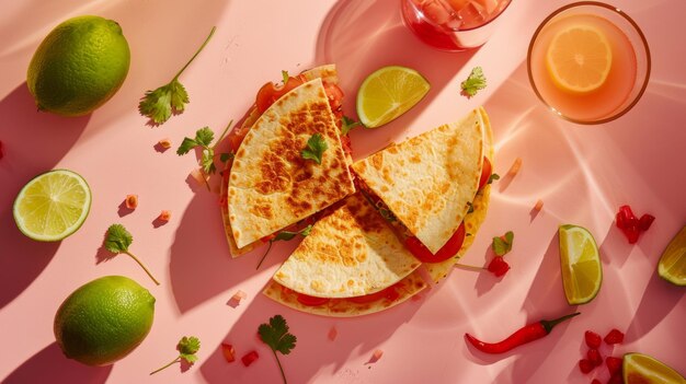 Photo a plate of food with a slice of lime and a slice of lime