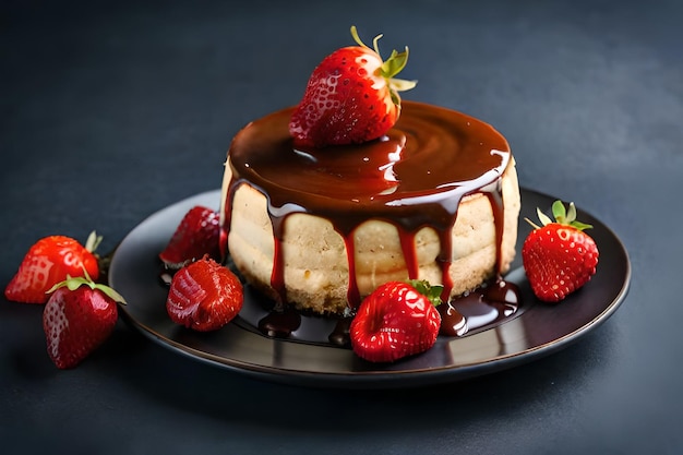 A plate of food with a strawberry on it