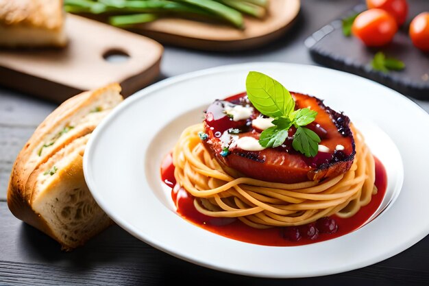 a plate of food with a tomato sauce and cheese on it