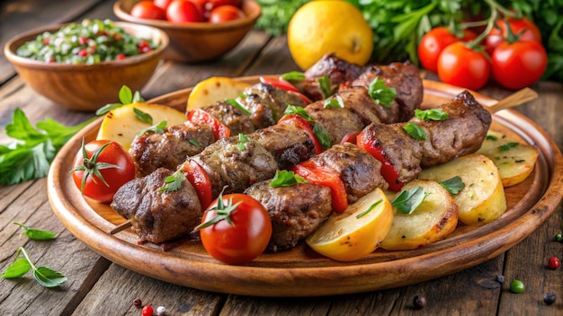 a plate of food with tomatoes and tomatoes on it