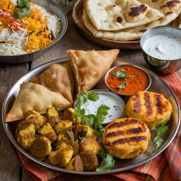 Photo a plate of food with tortillas and rice