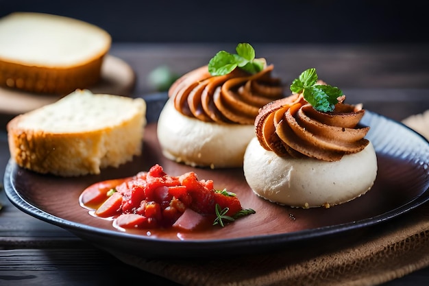 Photo a plate of food with a variety of food on it